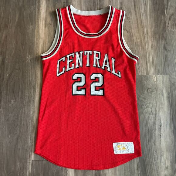 Vintage 1970s Russell Athletic Basketball Jersey Size S 38 Central Red - Picture 1 of 7
